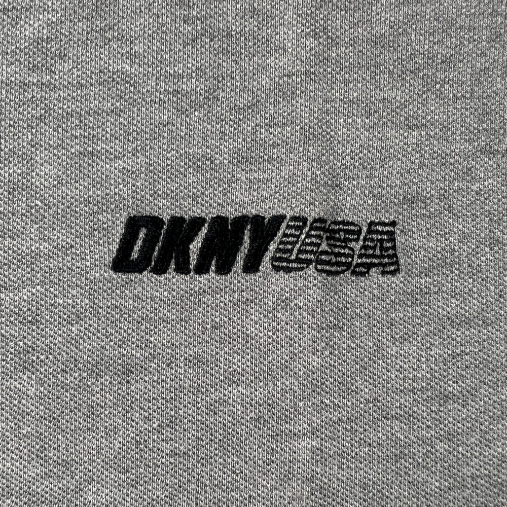 DKNY Polo Shirt Men's XL Grey Short Sleeve Tipped Collar Logo USA VTG NWT - Picture 3 of 12